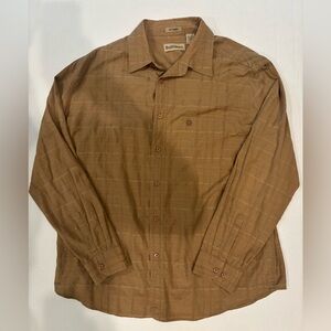 Ruff Hewn Men's L Brown Long Sleeve Shirt Made in USA Workwear Lightweight